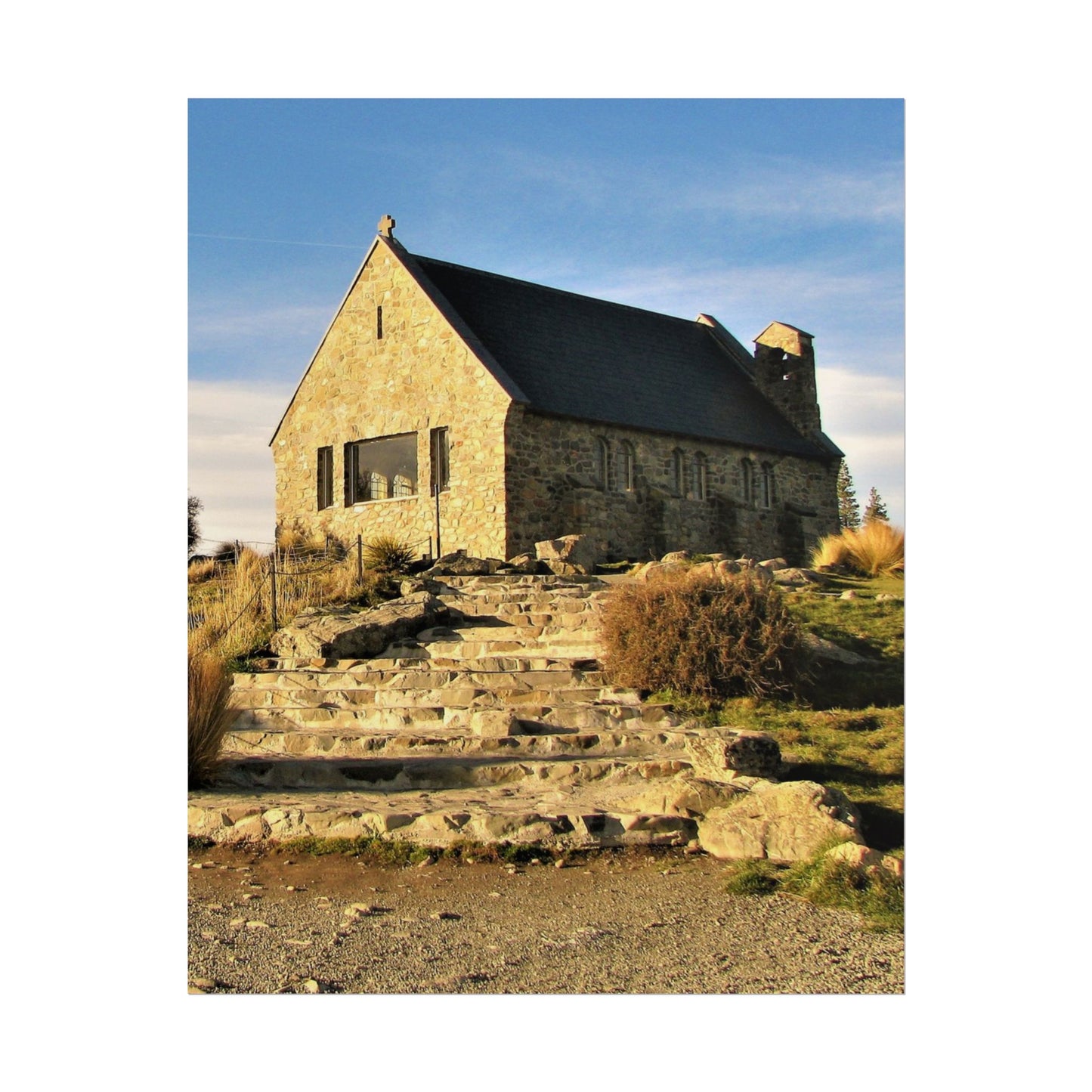 Scenic Nature Rolled Poster - Tranquil Stone Church Wall Art