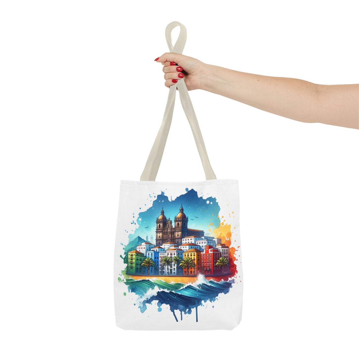 Colorful Coastal City Tote Bag - Vibrant Beach Vibes