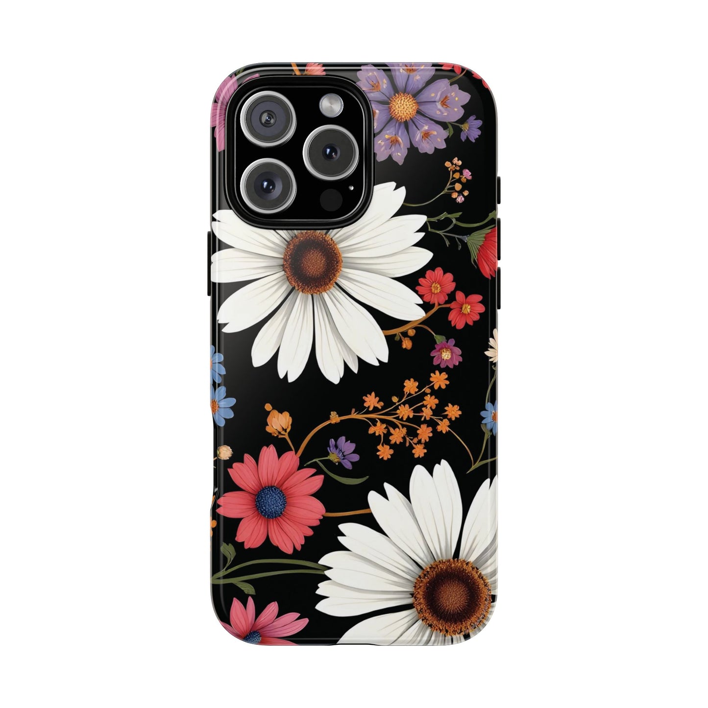 Floral Tough Phone Case - Elegant Daisy Design for Nature Lovers
