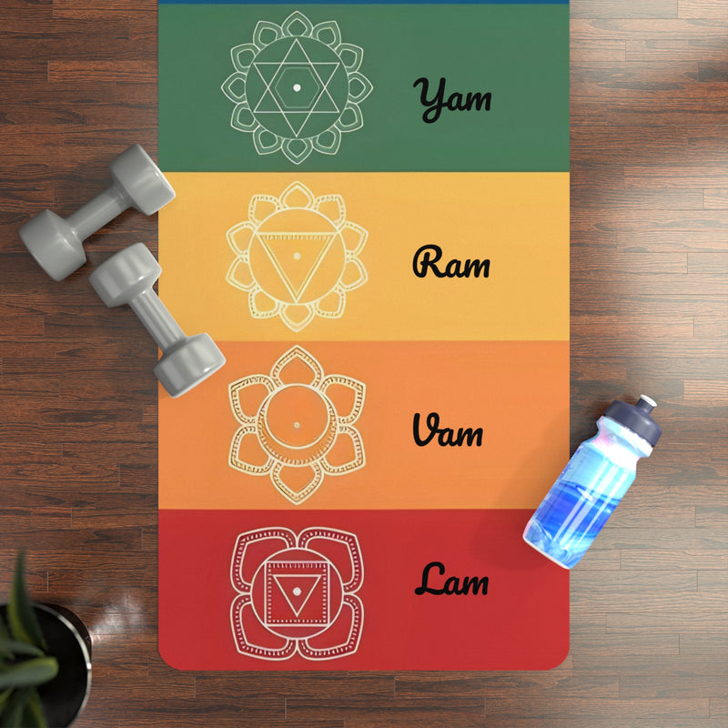 Chakra Rubber Yoga Mat for Mindfulness & Fitness, Eco-Friendly Exercise Mat, Yoga Accessories, Meditation, Gift for Yogis