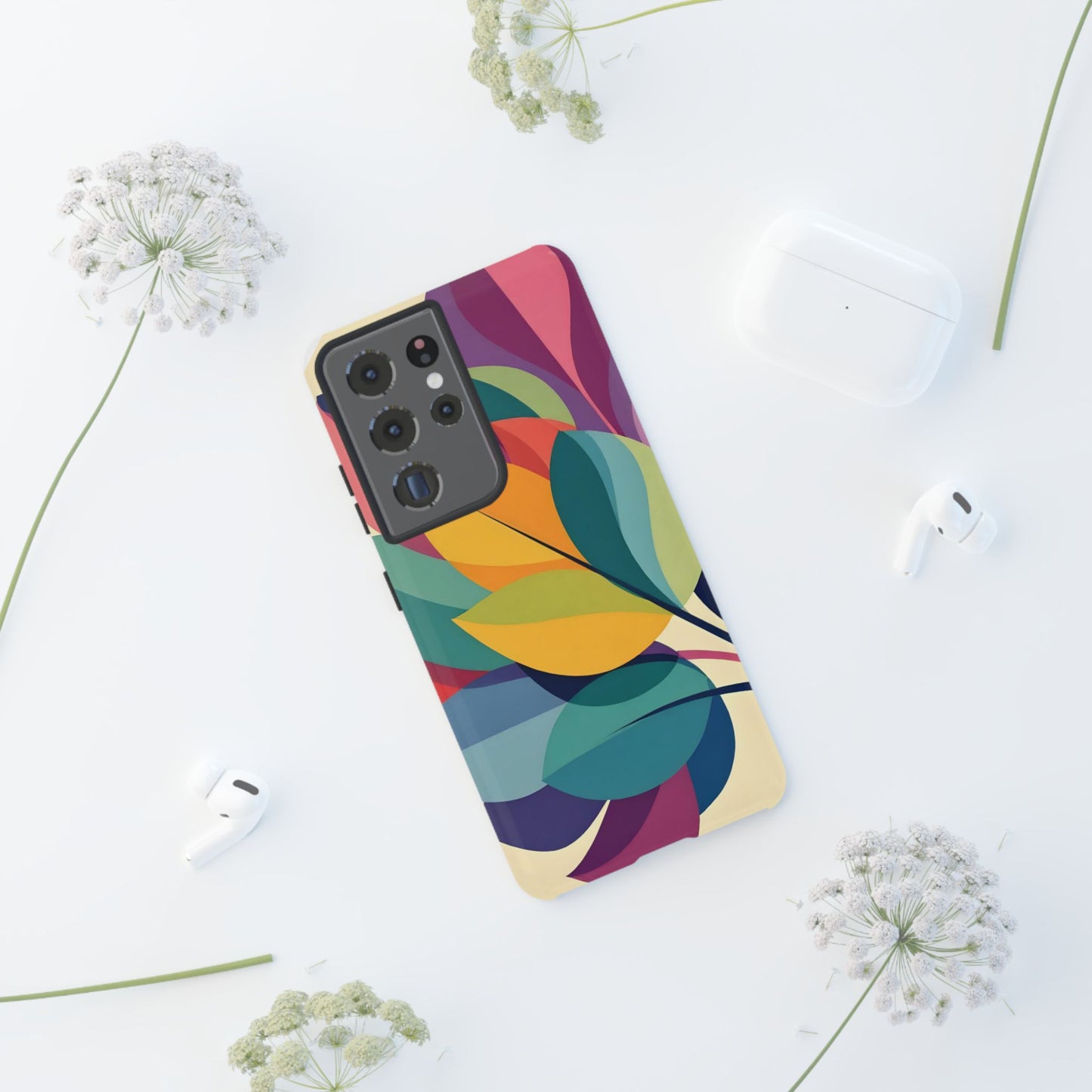 Colorful Leaf Phone Case, Tough TPU Cover, Eco-Friendly Design, Perfect Gift for Nature Lovers, Vibrant Floral Style