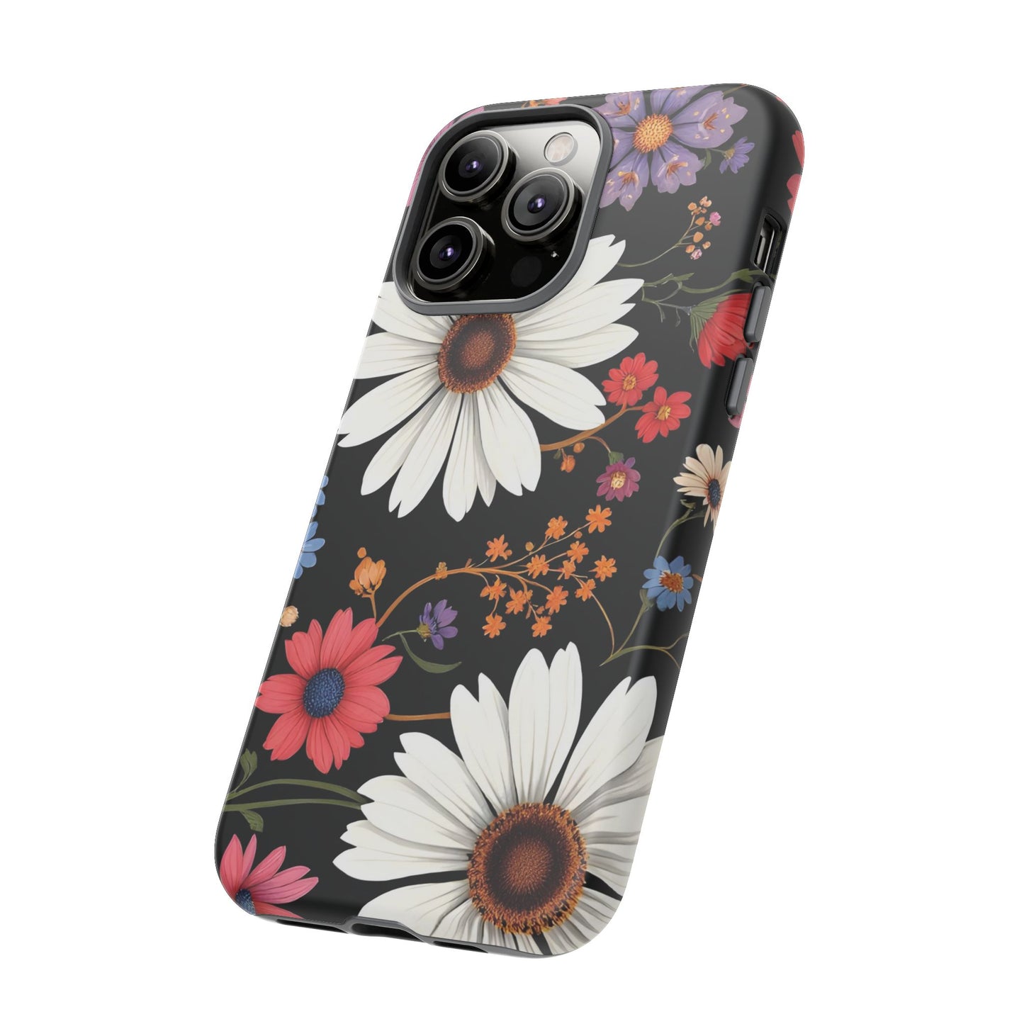 Floral Tough Phone Case - Elegant Daisy Design for Nature Lovers