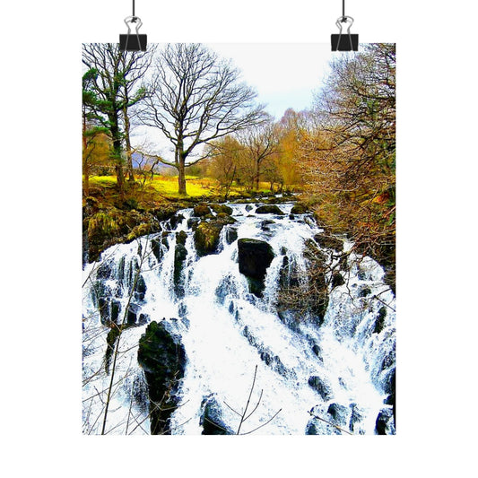 Serene Waterfall Matte Vertical Poster - Nature Wall Art for Home Décor