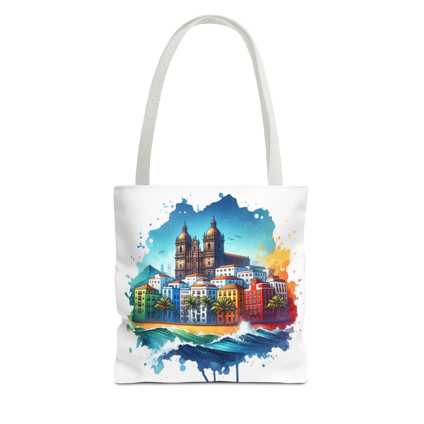 Colorful Coastal City Tote Bag - Vibrant Beach Vibes