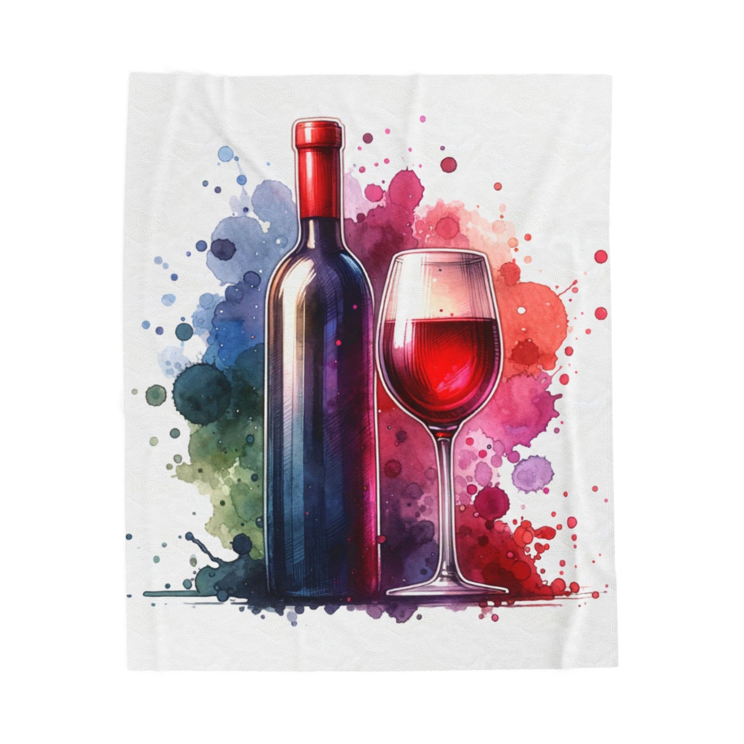 Wine Lover's Velveteen Plush Blanket - Cozy Wine Bottle & Glass Design