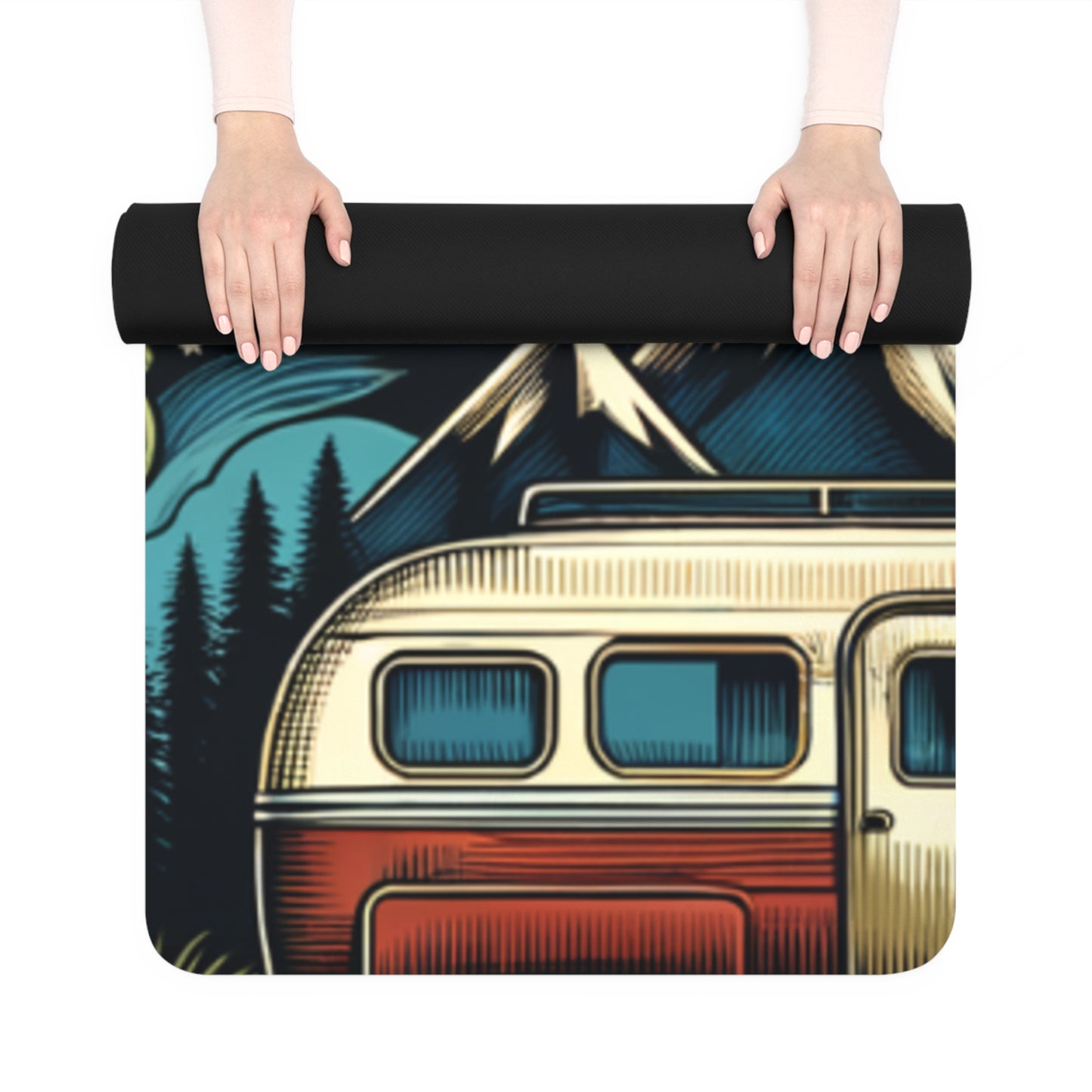 Adventure-Inspired Rubber Yoga Mat - Bohemian Nature Design