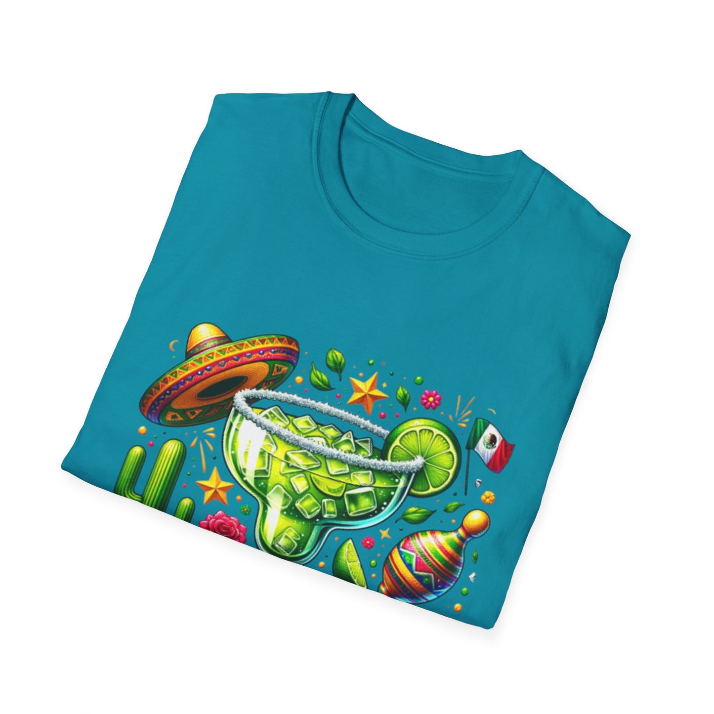 Fiesta Vibes Unisex Softstyle T-Shirt - Colorful Margarita Design