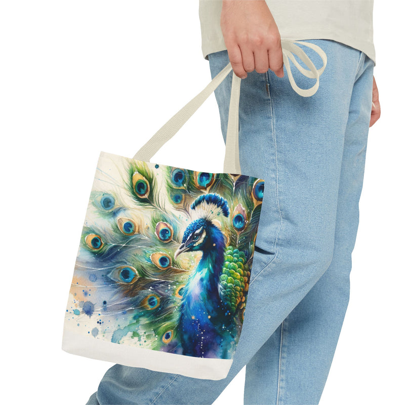 Elegant Peacock Tote Bag - Vibrant Art Carryall for Eco-Friendly Style