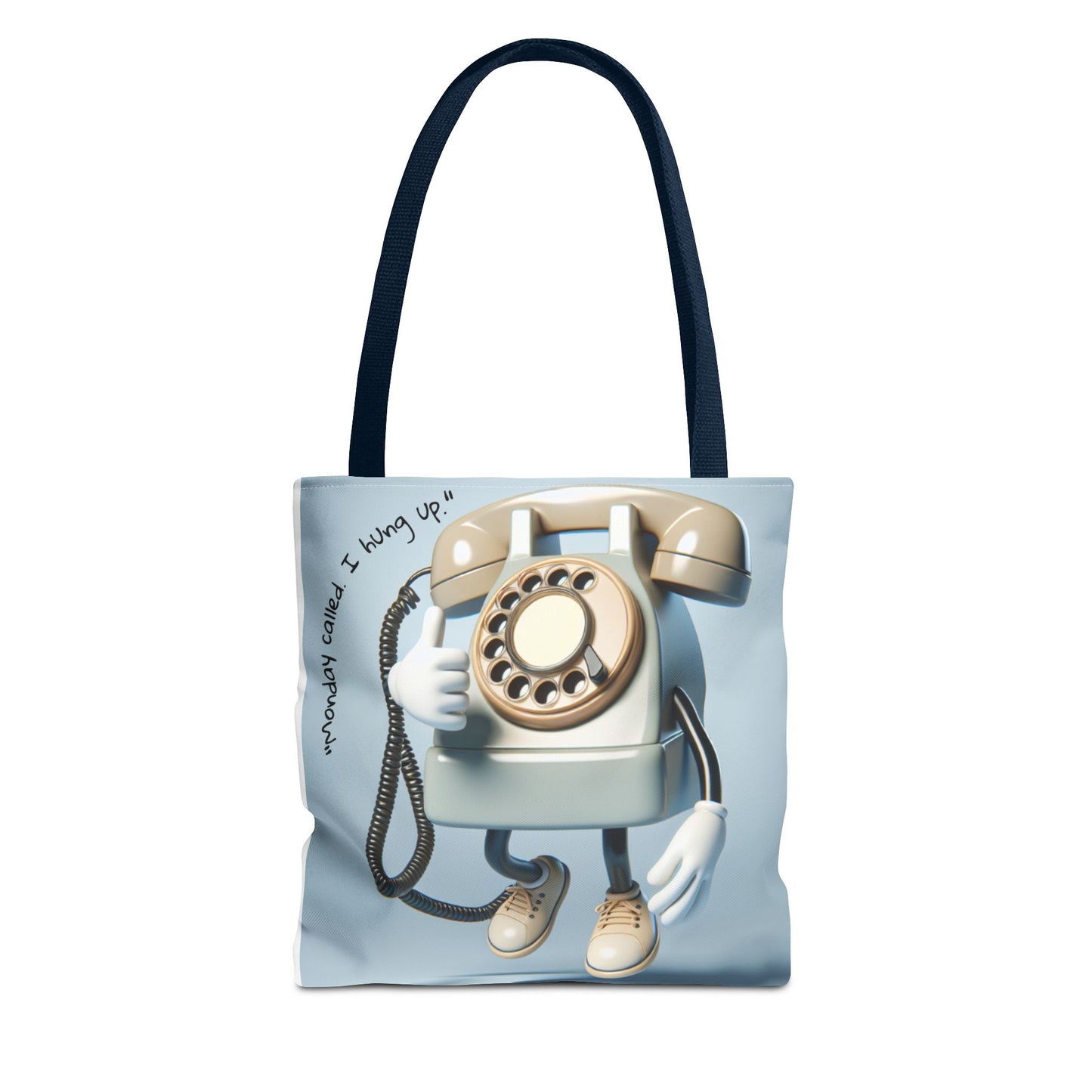 Vintage Phone Monday Tote Bag – Whimsical Design, Perfect for Casual Days
