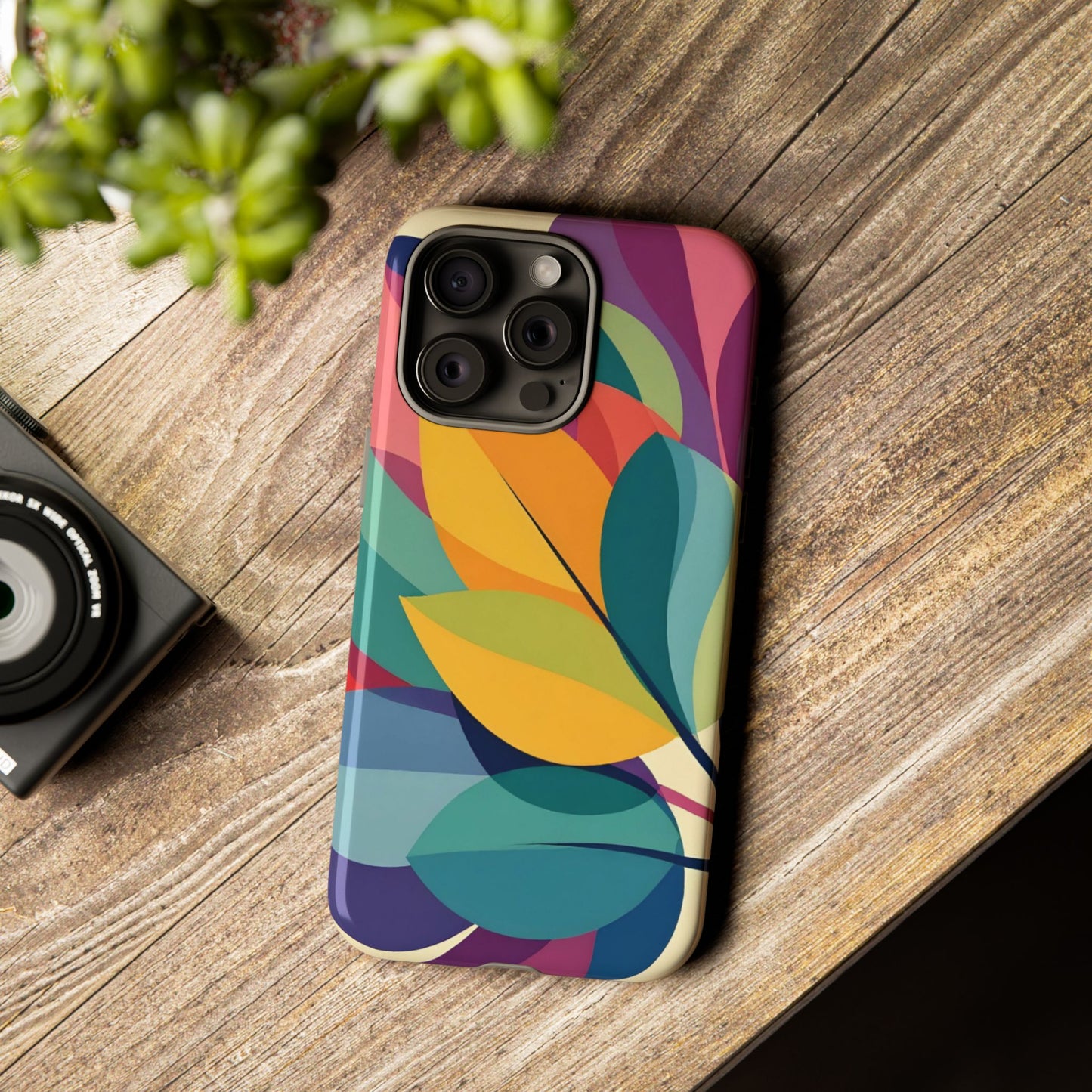 Colorful Leaf Phone Case, Tough TPU Cover, Eco-Friendly Design, Perfect Gift for Nature Lovers, Vibrant Floral Style