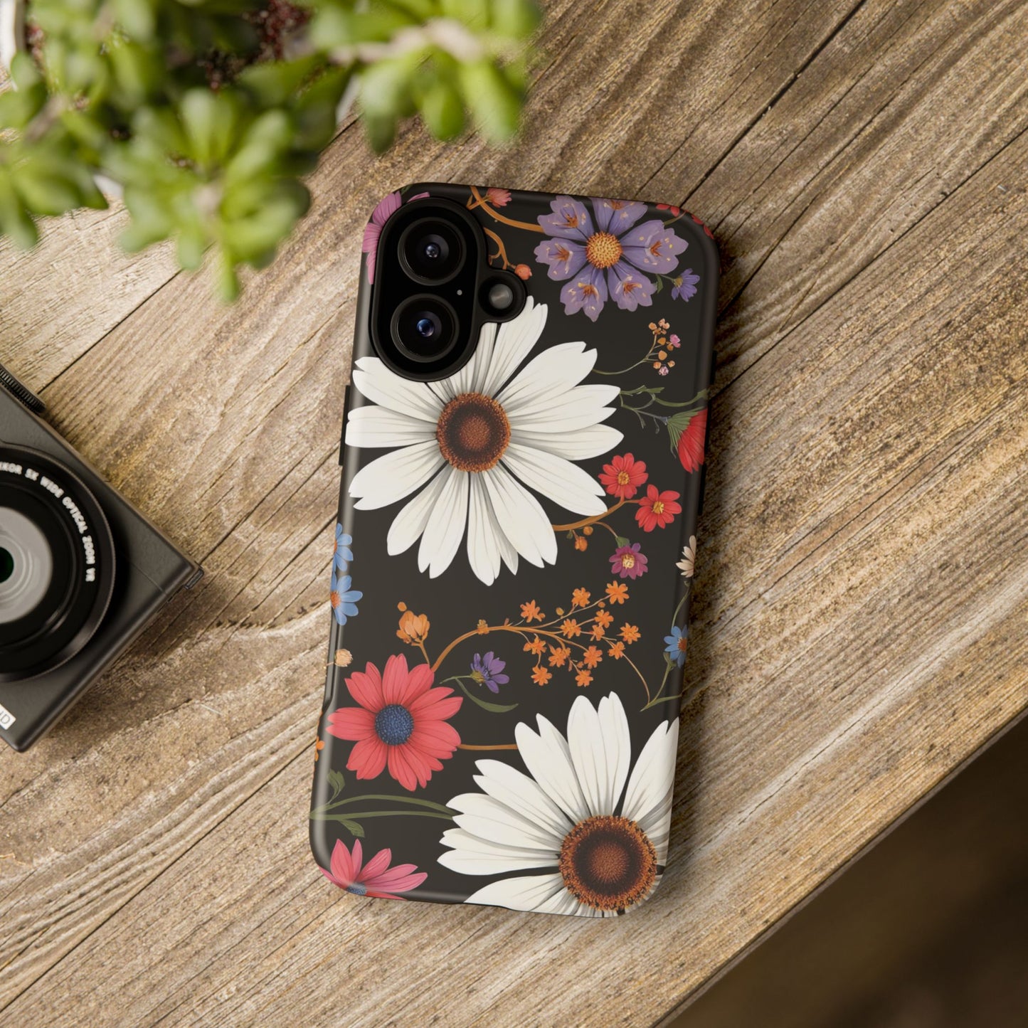 Floral Tough Phone Case - Elegant Daisy Design for Nature Lovers