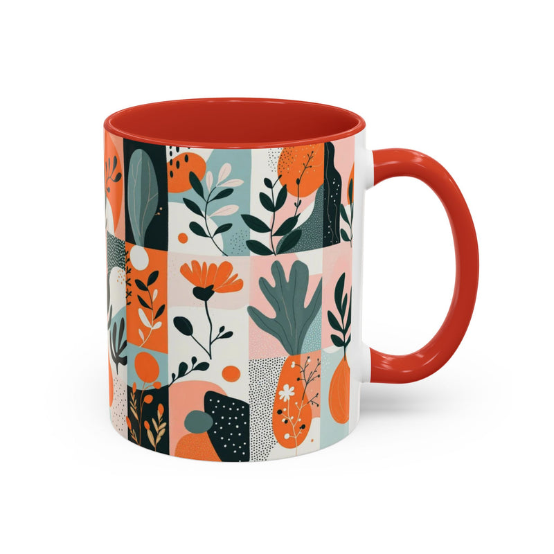 Botanical Accent Coffee Mug - Colorful Floral Design (11, 15oz)