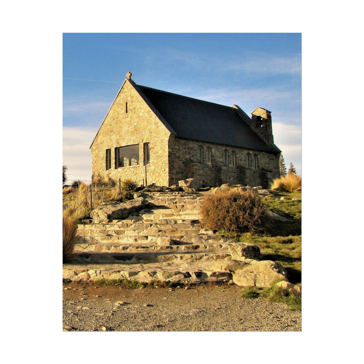Scenic Nature Rolled Poster - Tranquil Stone Church Wall Art
