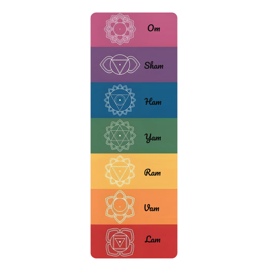 Chakra Rubber Yoga Mat for Mindfulness & Fitness, Eco-Friendly Exercise Mat, Yoga Accessories, Meditation, Gift for Yogis