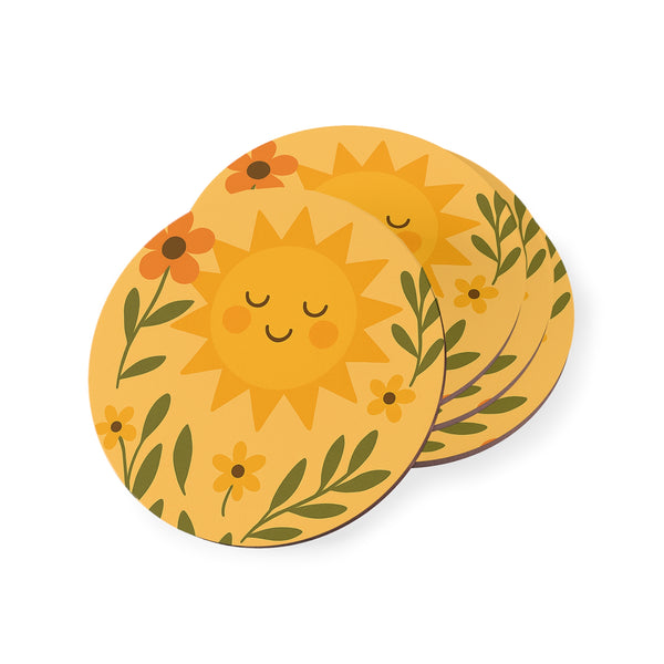 Sunny Floral Coasters - Cheerful Drinkware Accessories for Home & Gifts