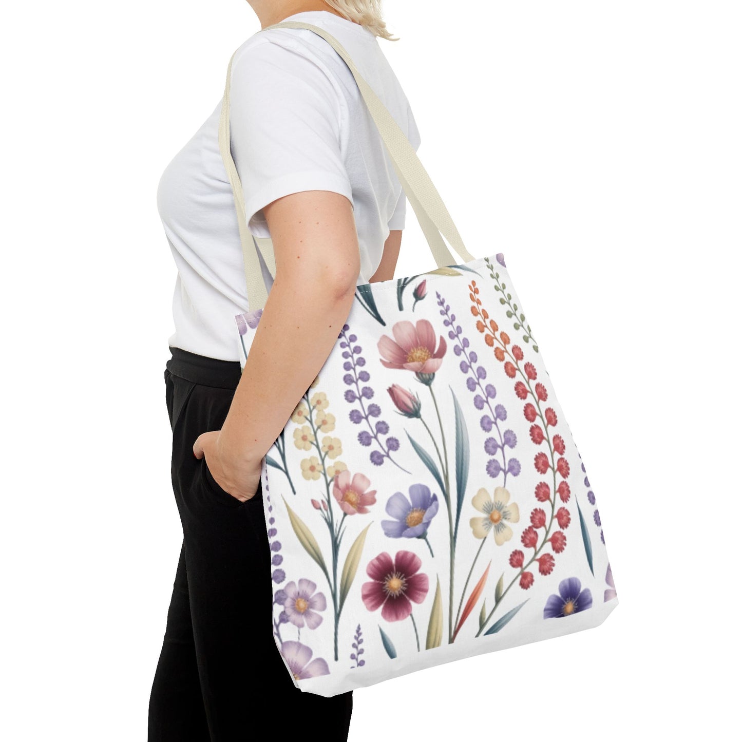 Floral Tote Bag, Stylish Shopping Bag, Reusable Grocery Tote, Summer Outing Purse, Eco-Friendly Gift, Flower Pattern Accessory