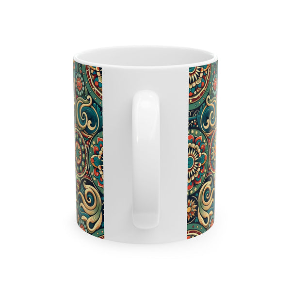 Colorful Floral Ceramic Mug for Tea Lovers, Bohemian Home Decor, Unique Gift Idea, Coffee Cup for Any Occasion