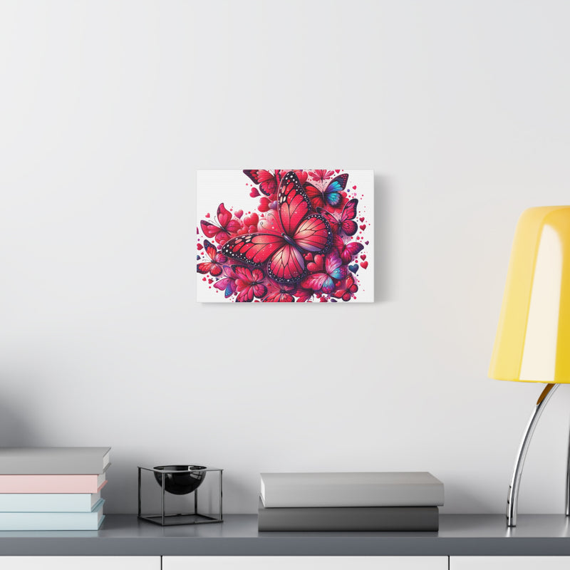 Vibrant Butterfly Heart Canvas Art - Stretched Matte Wall Decor