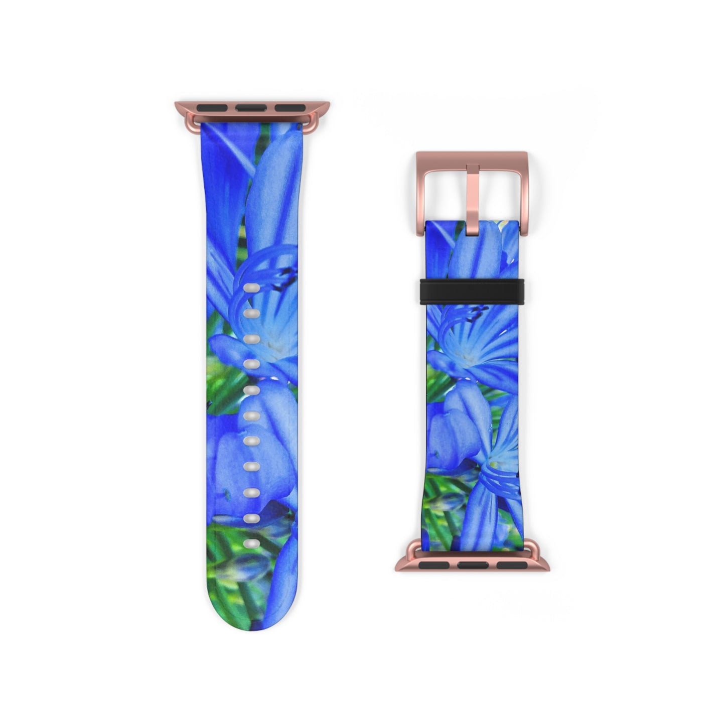 Vibrant Floral Watch Band - Blue Botanical Design for a Stylish Touch