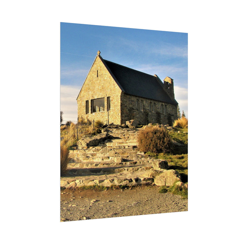 Scenic Nature Rolled Poster - Tranquil Stone Church Wall Art