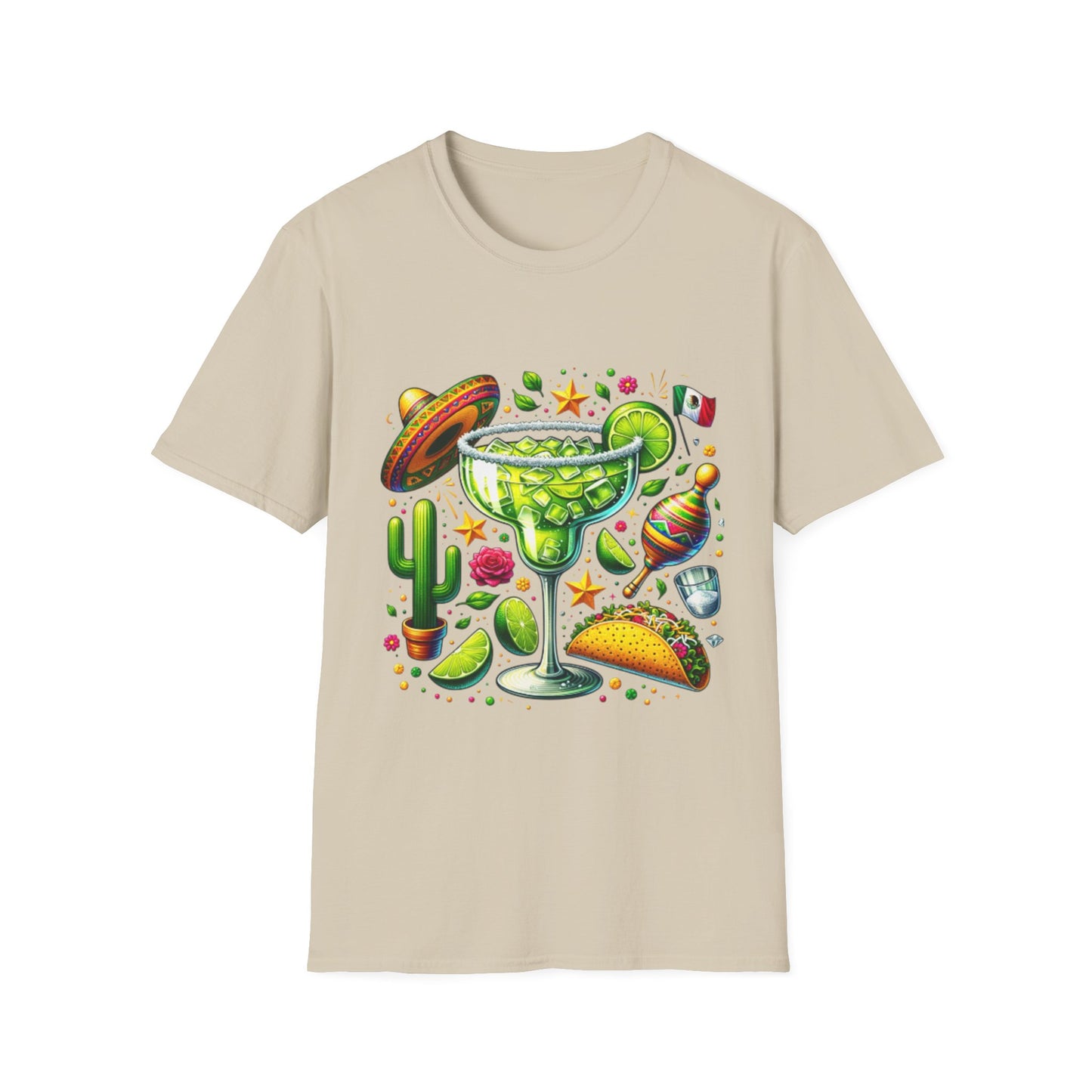 Fiesta Vibes Unisex Softstyle T-Shirt - Colorful Margarita Design