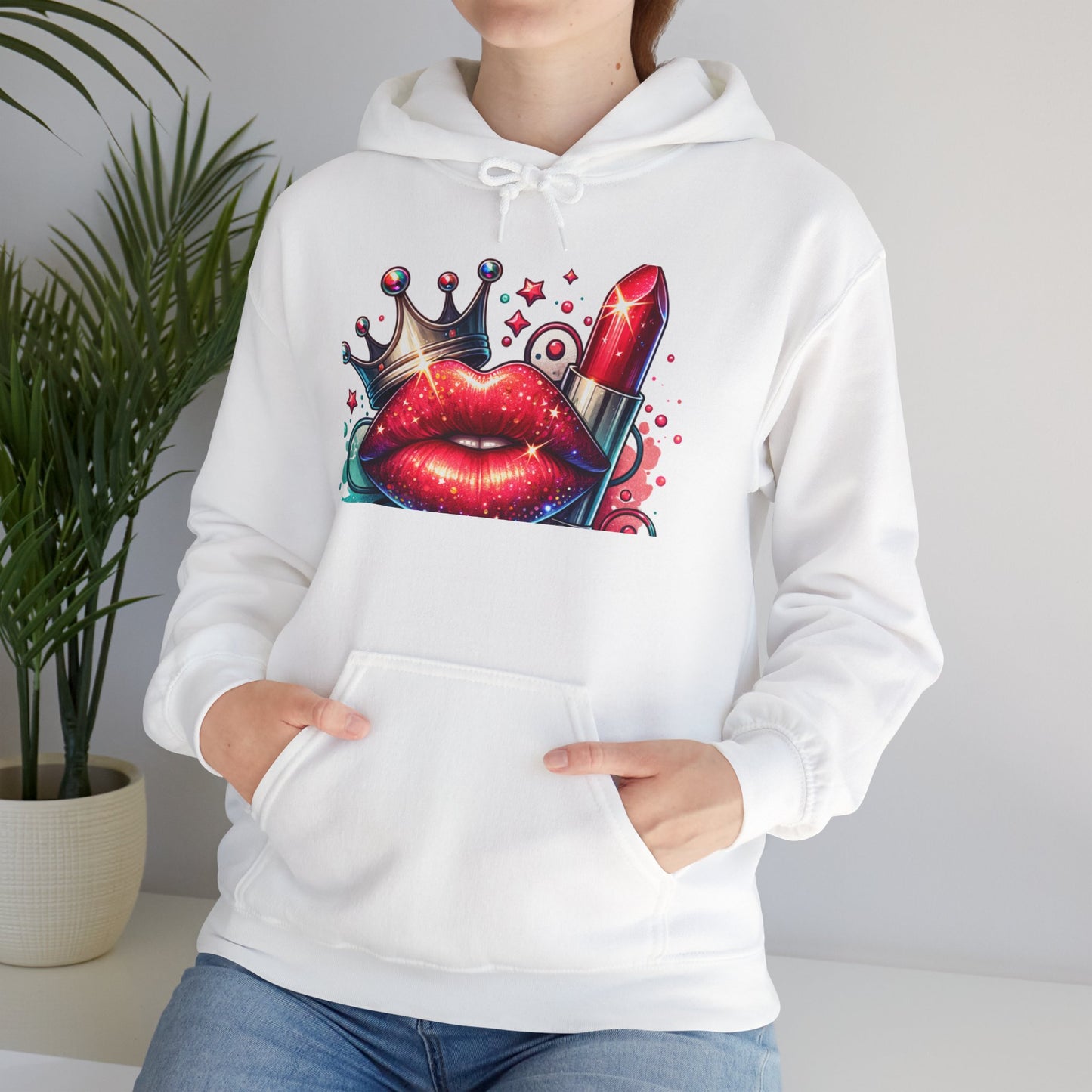 Glamorous Lip Print Hoodie - Perfect for Makeup Lovers