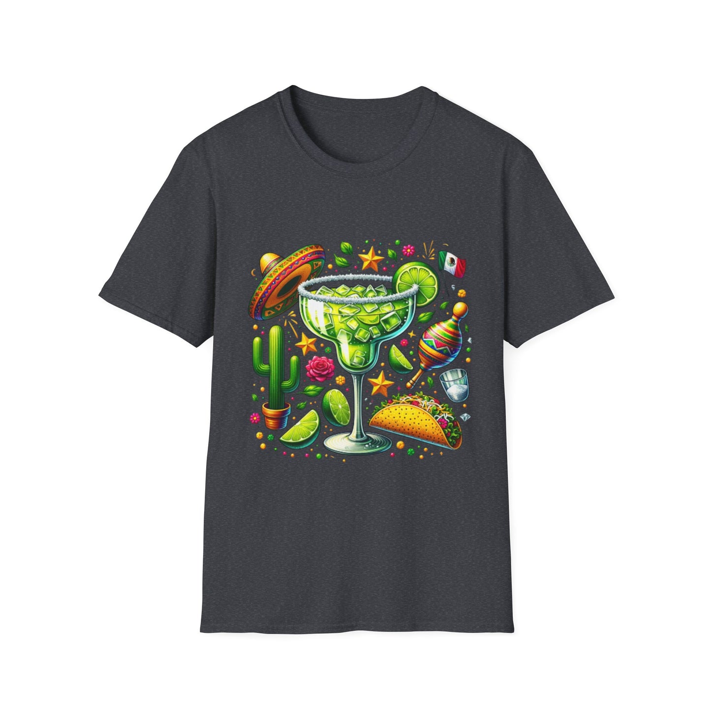 Fiesta Vibes Unisex Softstyle T-Shirt - Colorful Margarita Design