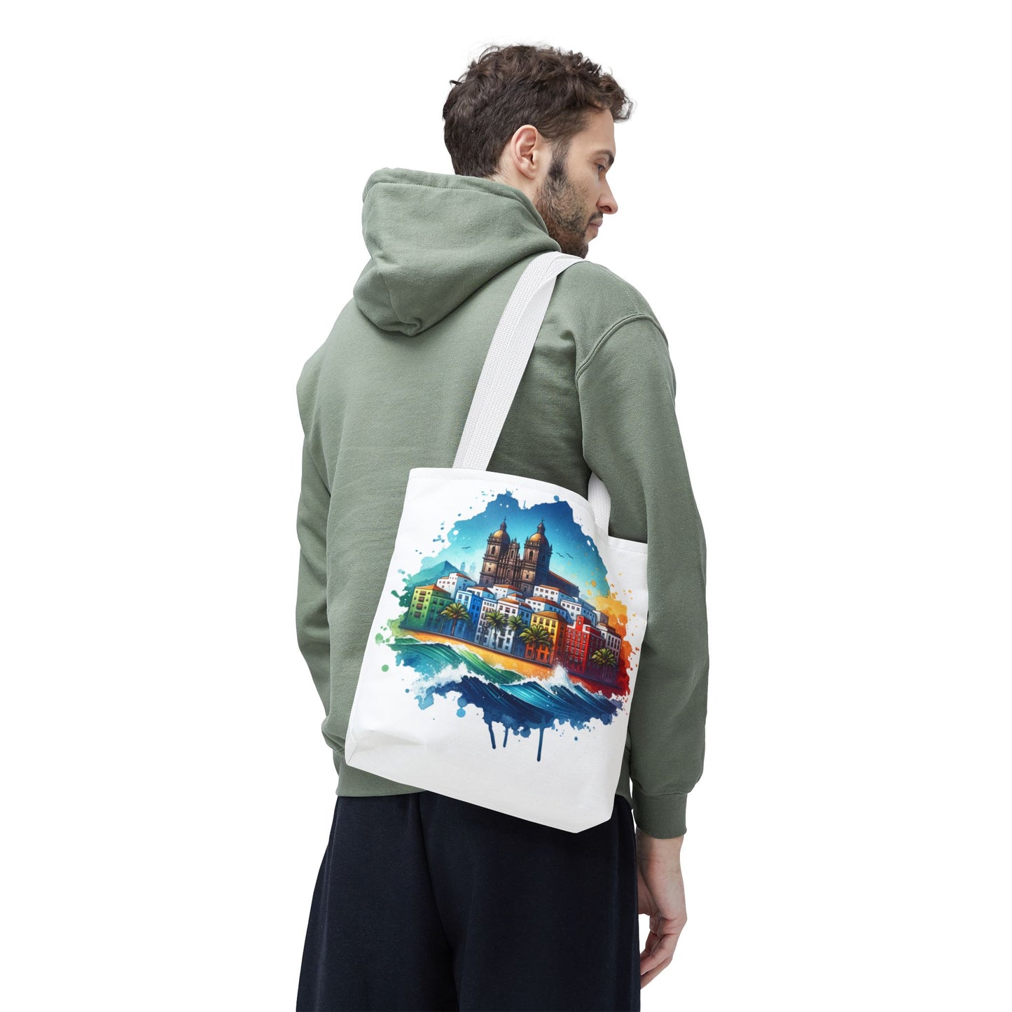 Colorful Coastal City Tote Bag - Vibrant Beach Vibes