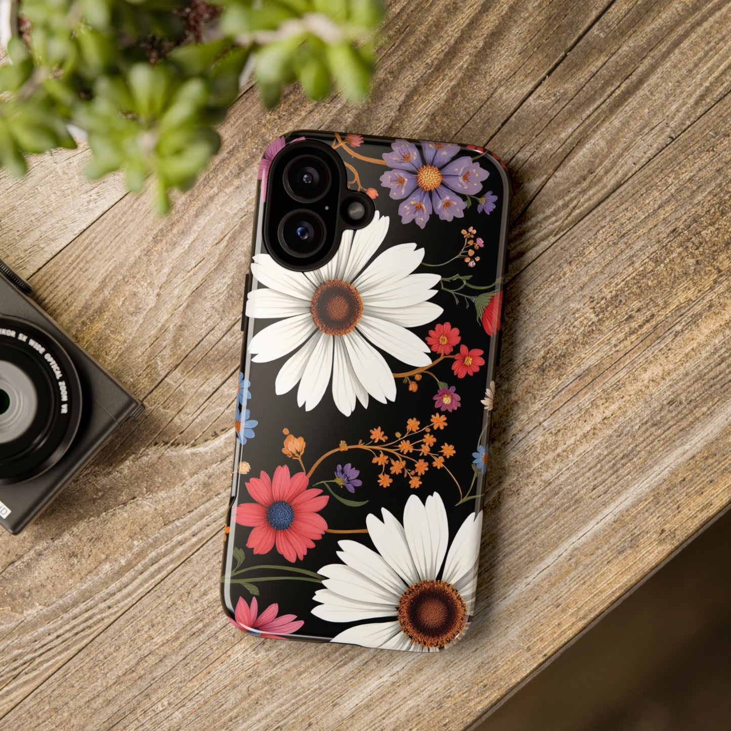 Floral Tough Phone Case - Elegant Daisy Design for Nature Lovers