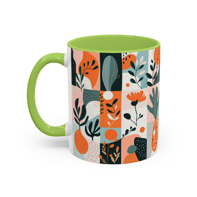 Botanical Accent Coffee Mug - Colorful Floral Design (11, 15oz)