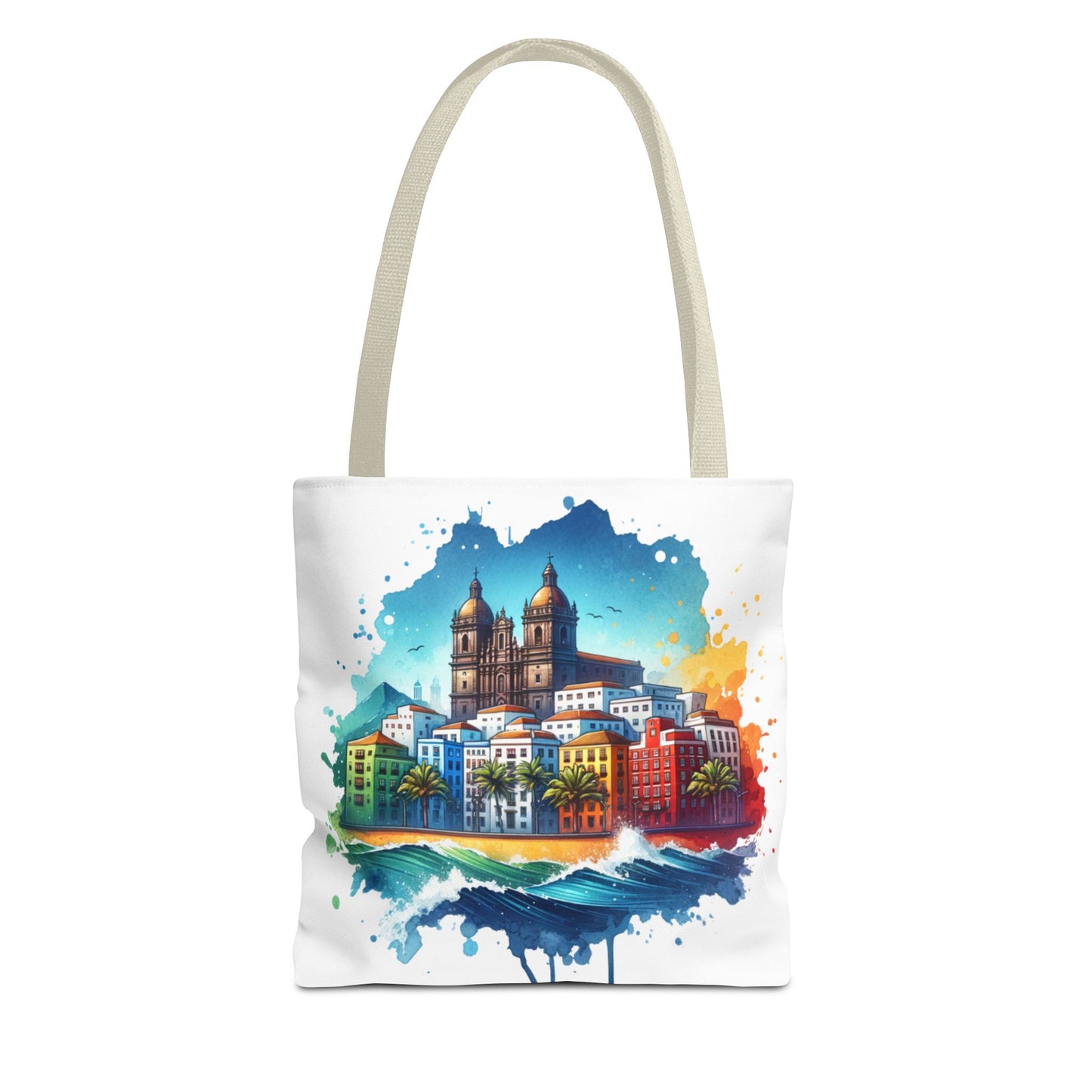 Colorful Coastal City Tote Bag - Vibrant Beach Vibes