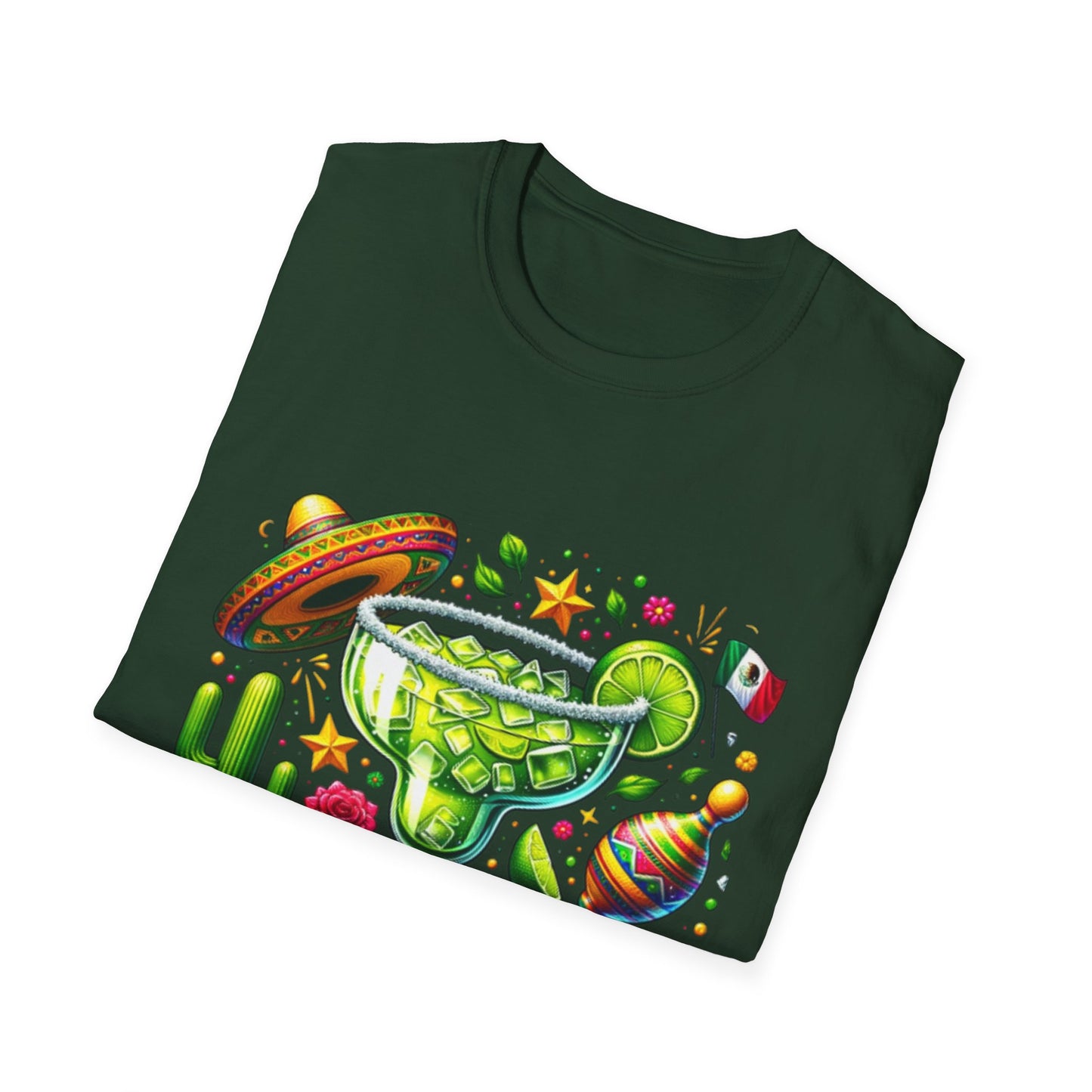 Fiesta Vibes Unisex Softstyle T-Shirt - Colorful Margarita Design