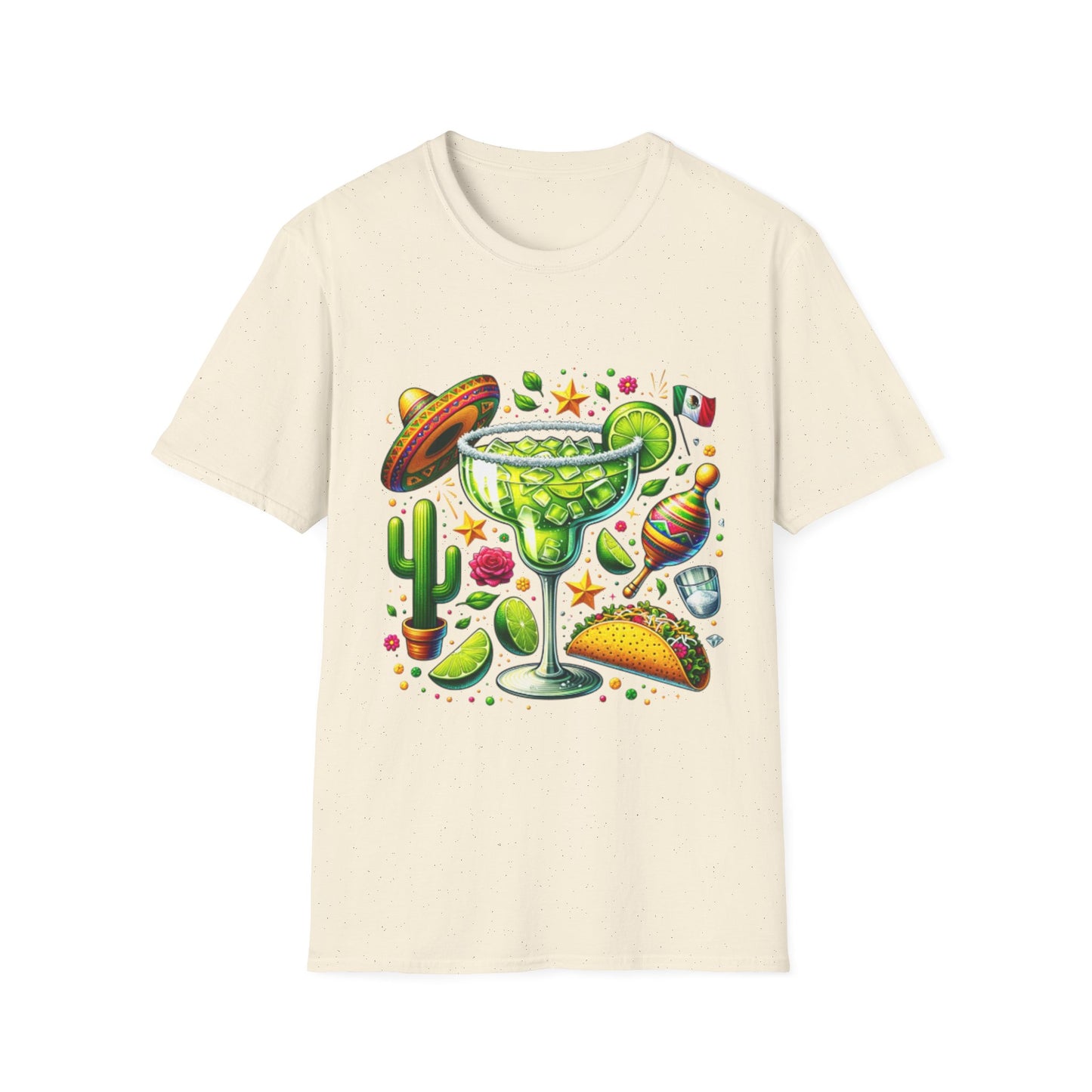 Fiesta Vibes Unisex Softstyle T-Shirt - Colorful Margarita Design