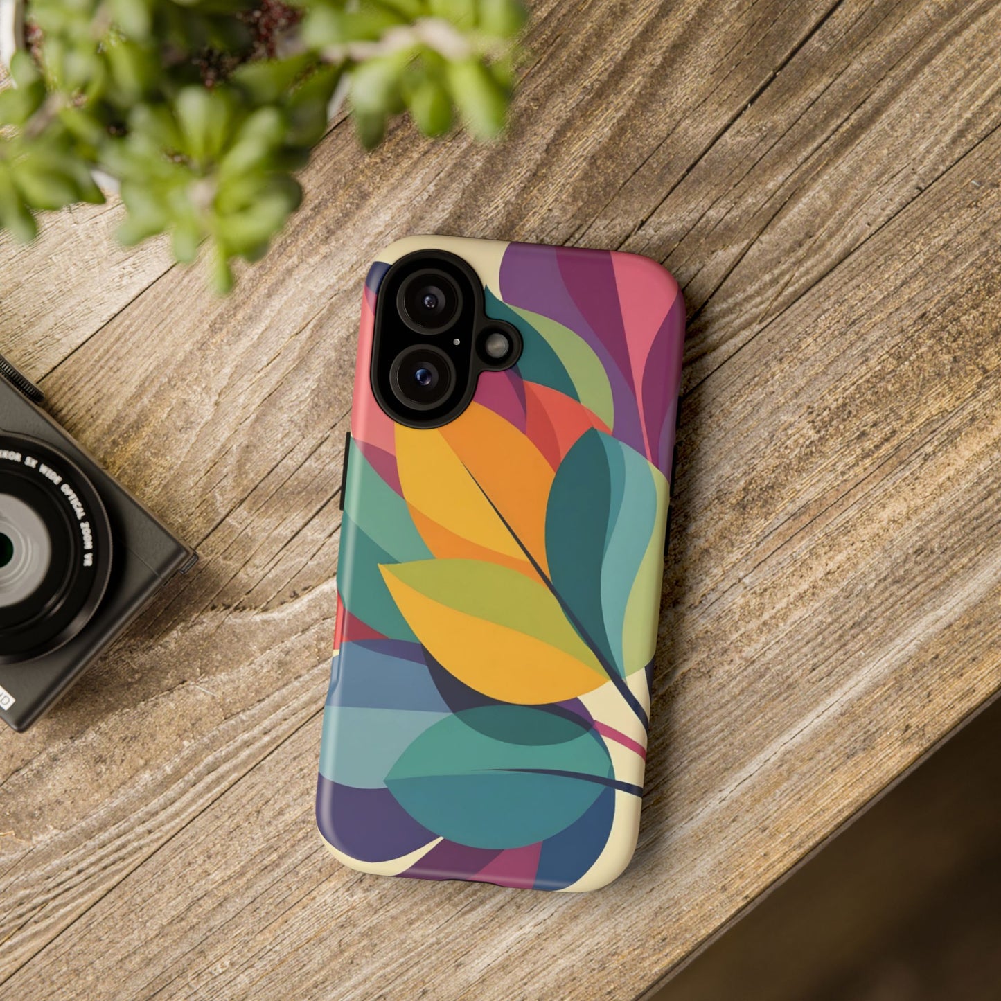 Colorful Leaf Phone Case, Tough TPU Cover, Eco-Friendly Design, Perfect Gift for Nature Lovers, Vibrant Floral Style