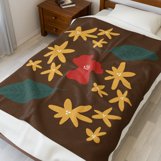 Cozy Floral Velveteen Plush Blanket