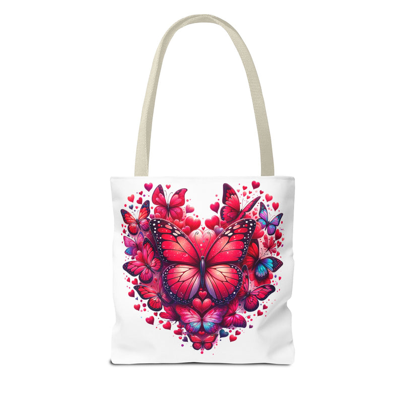 Heart Butterfly Tote Bag - Colorful Floral Design for Nature Lovers