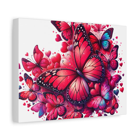 Vibrant Butterfly Heart Canvas Art - Stretched Matte Wall Decor