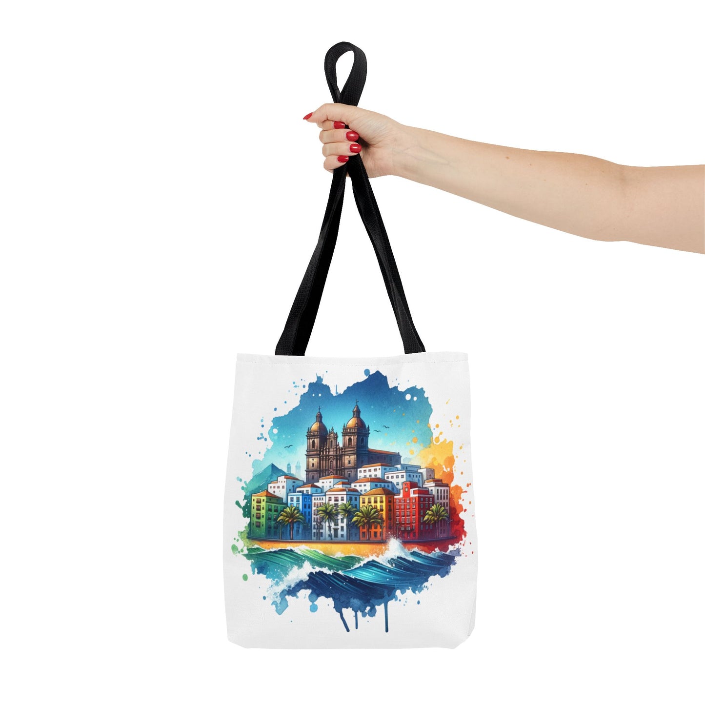 Colorful Coastal City Tote Bag - Vibrant Beach Vibes