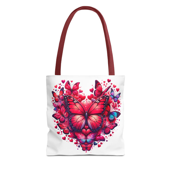 Heart Butterfly Tote Bag - Colorful Floral Design for Nature Lovers