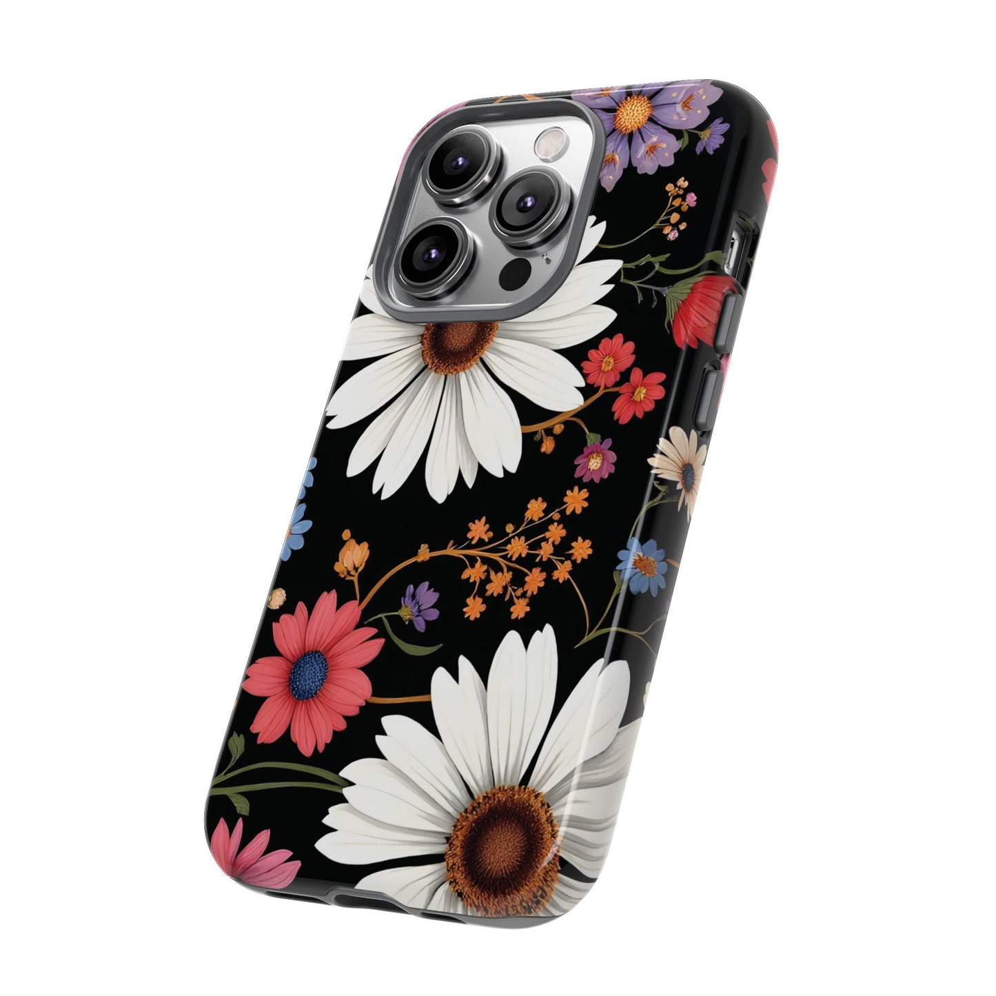 Floral Tough Phone Case - Elegant Daisy Design for Nature Lovers