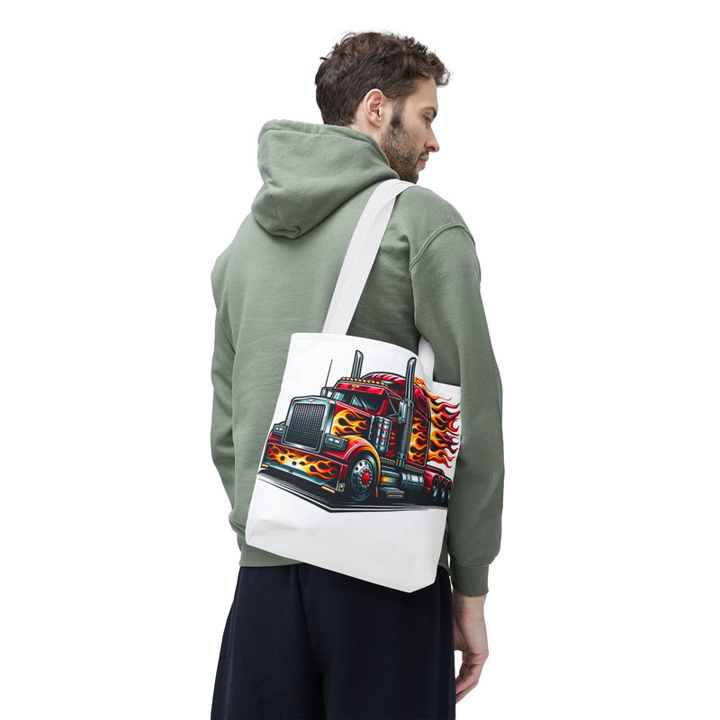 Flaming Truck Tote Bag | Stylish & Durable Carrier for Truck Enthusiasts