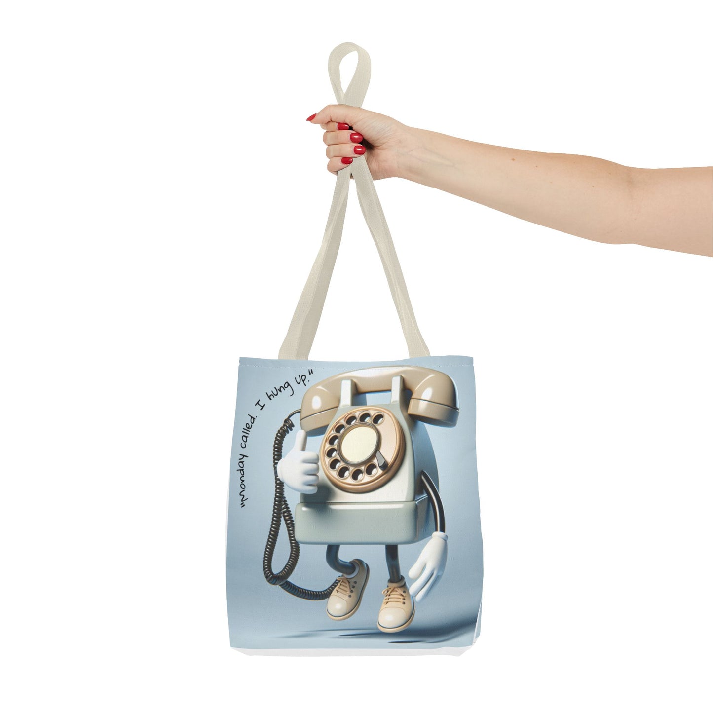 Vintage Phone Monday Tote Bag – Whimsical Design, Perfect for Casual Days