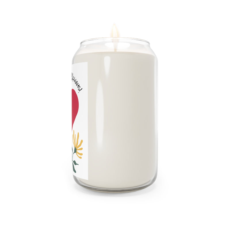 Love You Mom! Scented Candle - Heart & Floral Design - Perfect Gift for Mother's Day