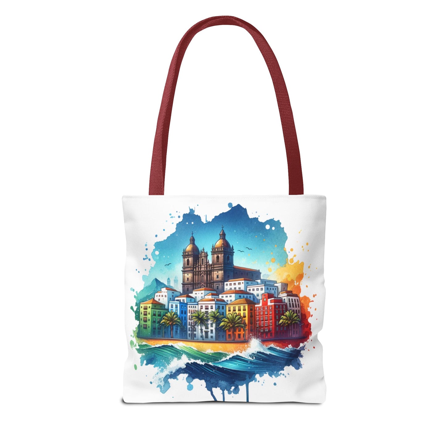 Colorful Coastal City Tote Bag - Vibrant Beach Vibes