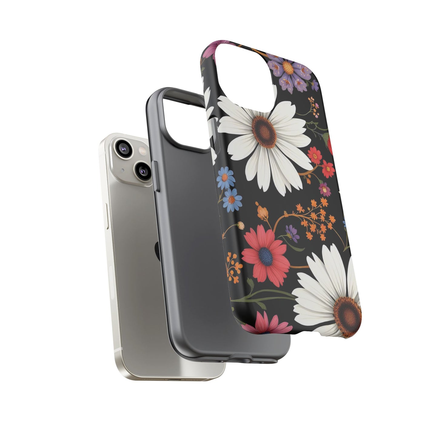 Floral Tough Phone Case - Elegant Daisy Design for Nature Lovers