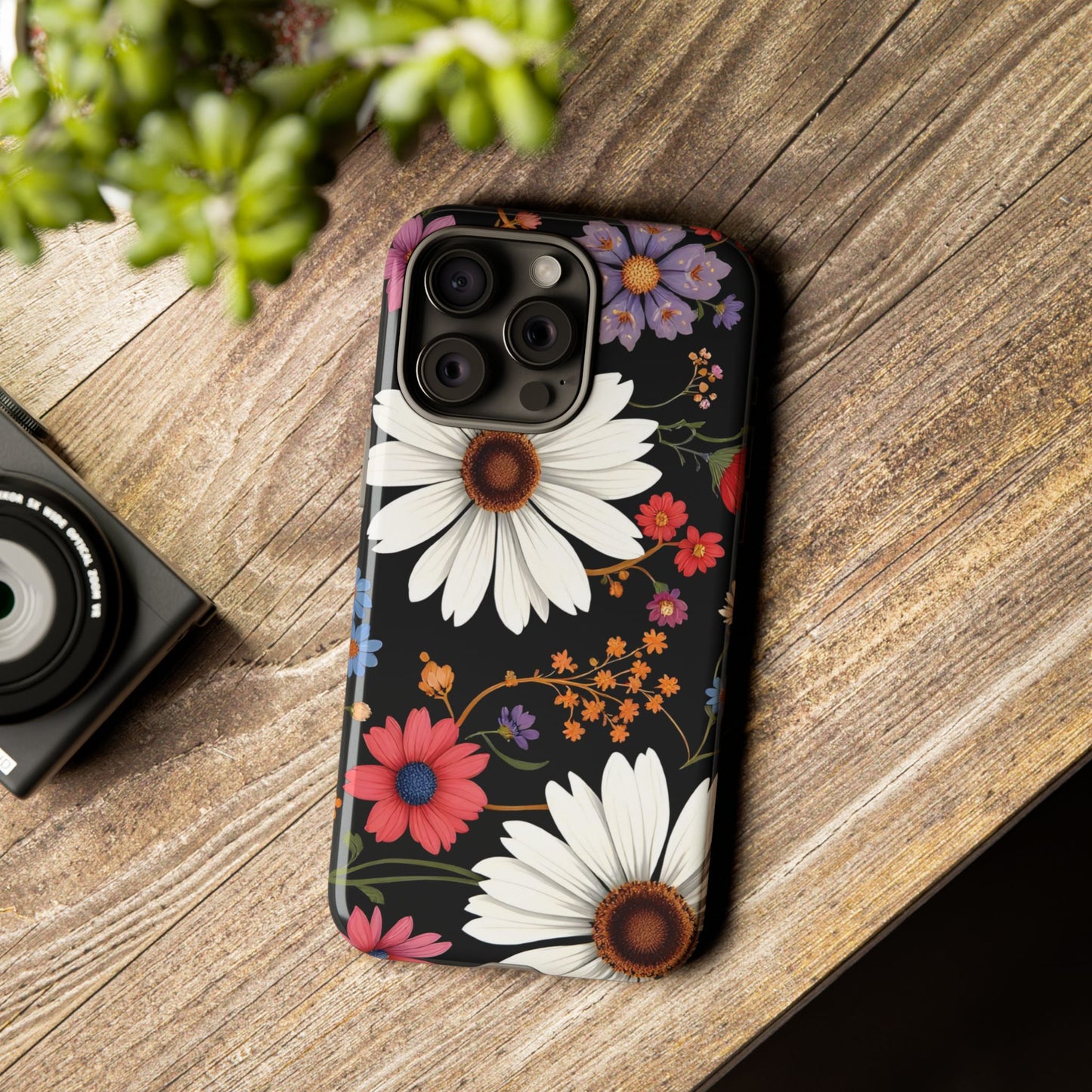 Floral Tough Phone Case - Elegant Daisy Design for Nature Lovers