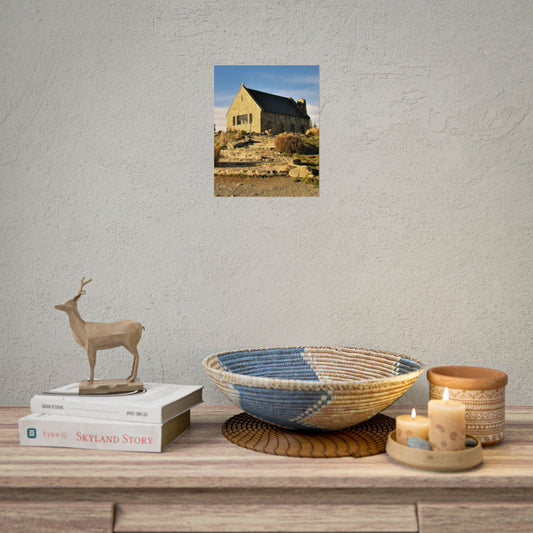 Scenic Nature Rolled Poster - Tranquil Stone Church Wall Art