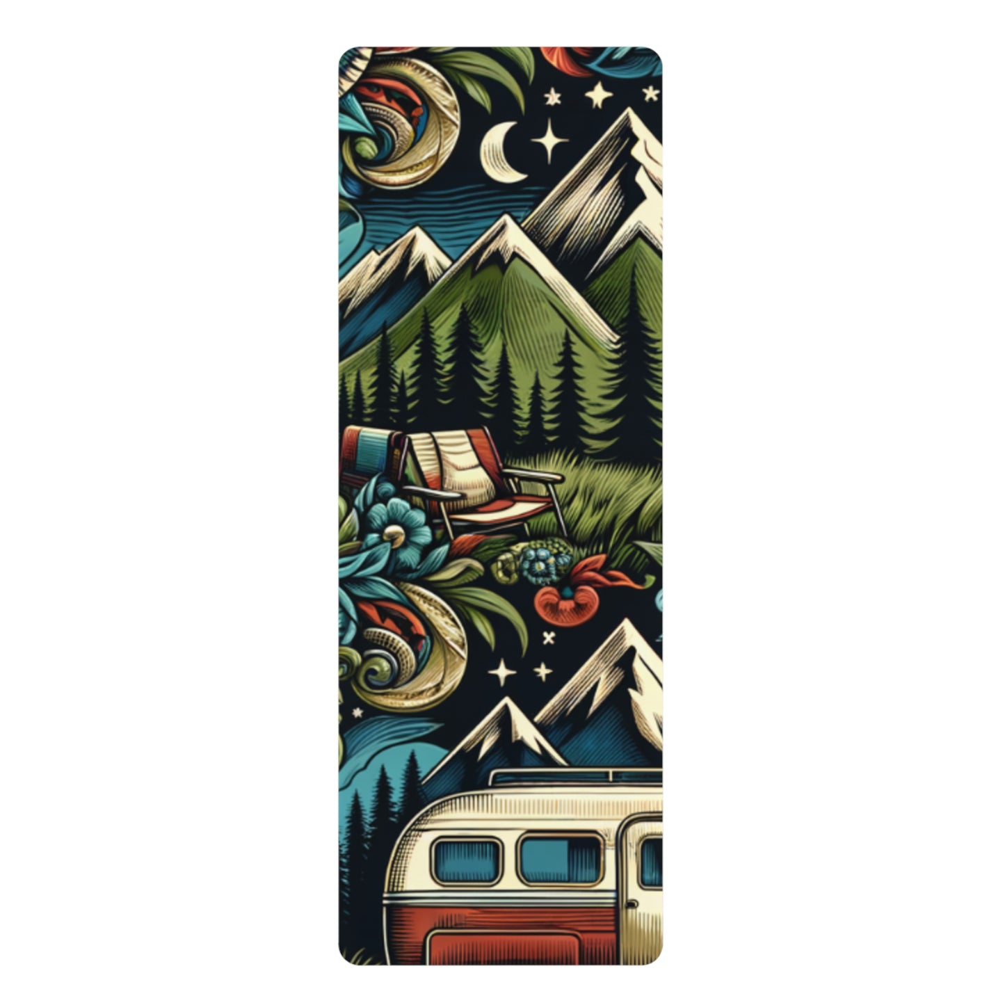 Adventure-Inspired Rubber Yoga Mat - Bohemian Nature Design