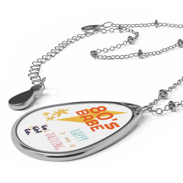 80's Babe Oval Necklace - Happy & Dazzling Jewelry for Retro Lovers
