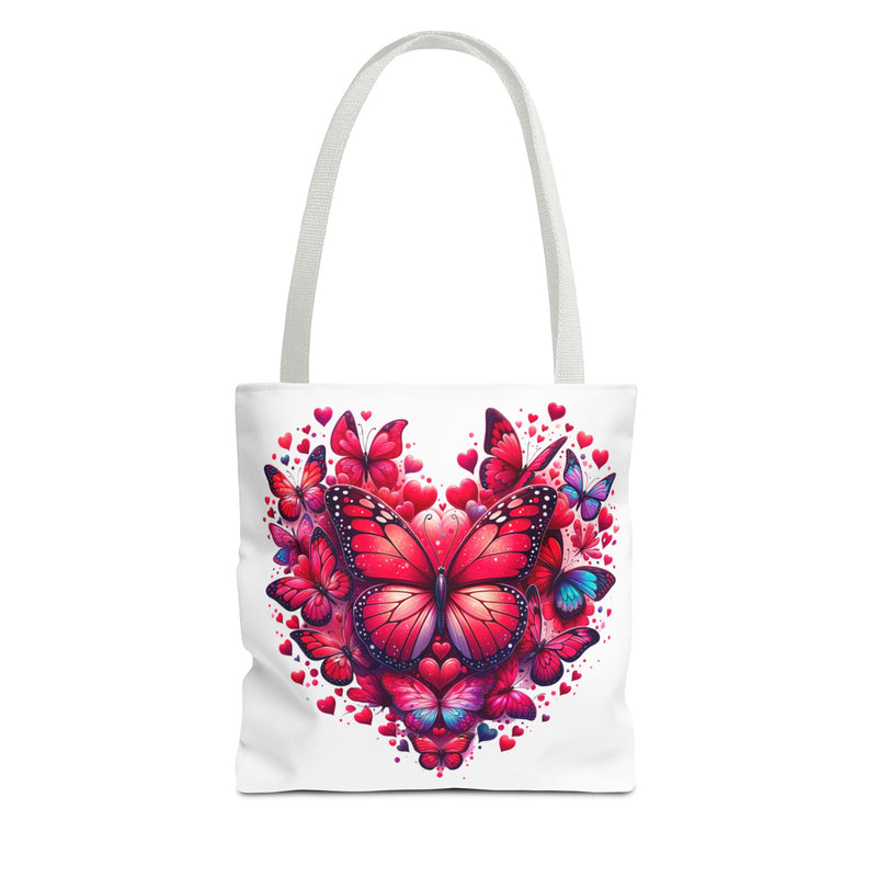 Heart Butterfly Tote Bag - Colorful Floral Design for Nature Lovers